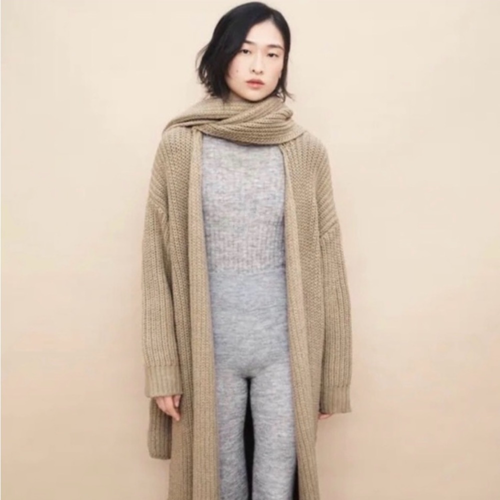 Zara Open Maxi Cardigan Coat with Built in Scarf NWT